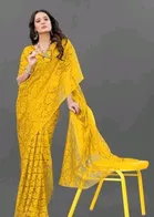 Net Solid Saree for Women 