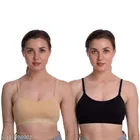 Nylon Bra for Women, Black & Brown, Pack of 2 