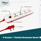 Hillgrove Power Extension Board with 4 Universal Socket and 1 Switch with 2 Meter Long Cable Surge Protector for Home/Computer/Fridge 4 Socket Extension Boards  