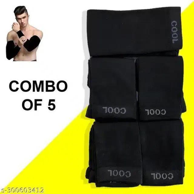 Arm Sleeves for Men & Women (Black, Set of 5)