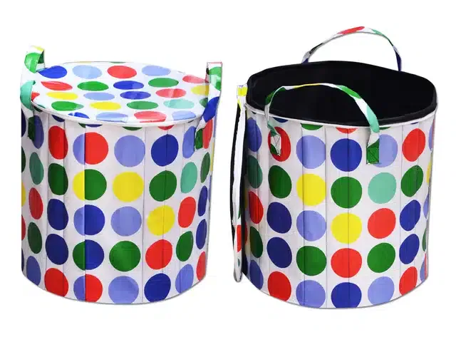 PVC Printed Round Laundry Bag (Multicolor, 60 L)