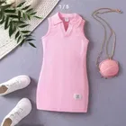 Solid Cotton Blend Dress for Girls 