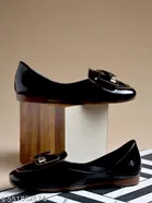 Shoetopia Solid Patent Leather Ballerinas 