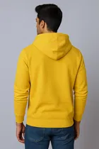Fleece Printed Hoodie for Men, YELLOW 