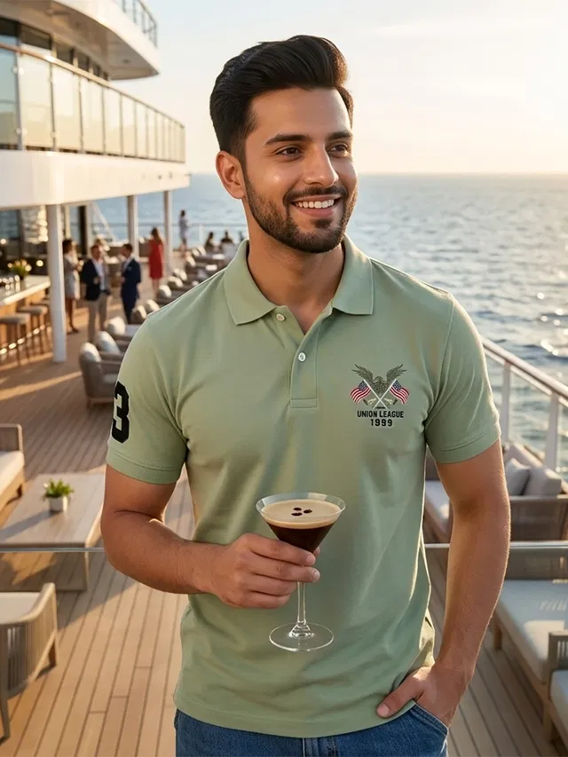 Embroidered Polo T-shirt for Men (Pista, XL)
