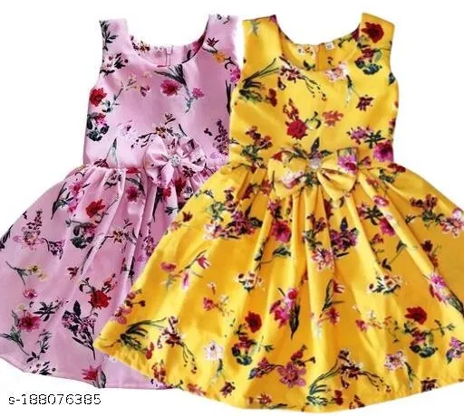 Party Dress for Girls (Yellow, 2-3 Years)