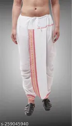 Cotton Silk Solid Dhoti for Boys (Free Size, White)