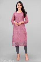 Net Kurti for Women,  Pink  