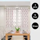 Sheer Floral Branches Printed Red Window Curtain 5ft Combo 