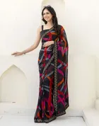 Georgette Printed Saree for Women 