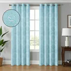 Polycotton Printed Window & Door Curtain (Sky Blue, 4x7 Feet) (Pack of 2)