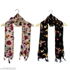 Poly Chiffon Scarves for Women, Multicolor, Pack of 2