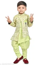 Cotton Blend Sherwani for Boys (Green, 9-12 Months)