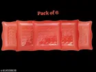 Plastic Plates for Kitchen, Red, Pack of 6