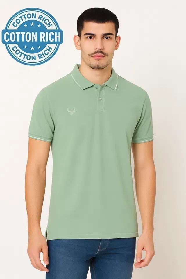 Solid Polo T-Shirt for Men (Green, XL)