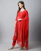 Rayon Slub Embroidered Kurta Set for Women 