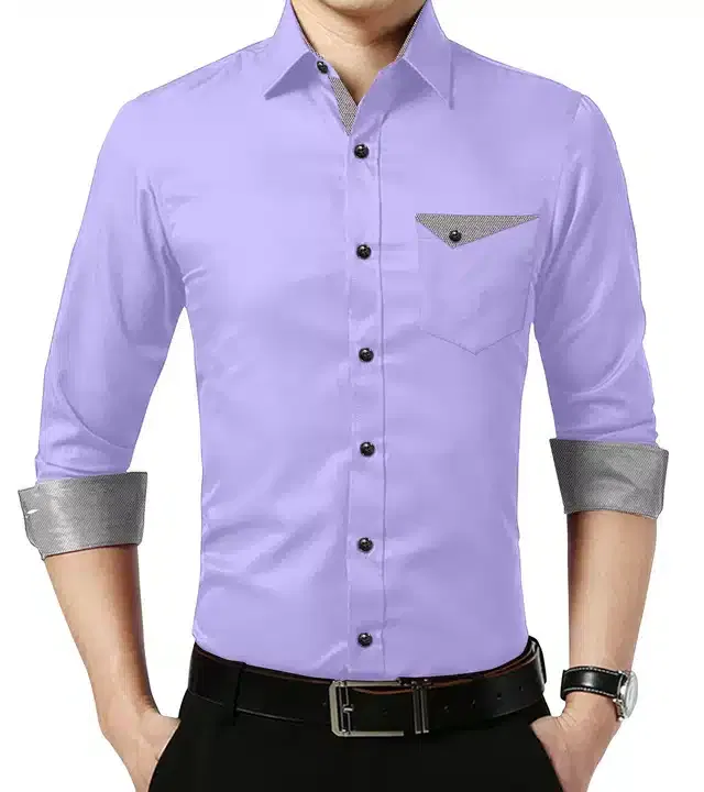 Full Sleeves Shirt for Men (Purple, L)