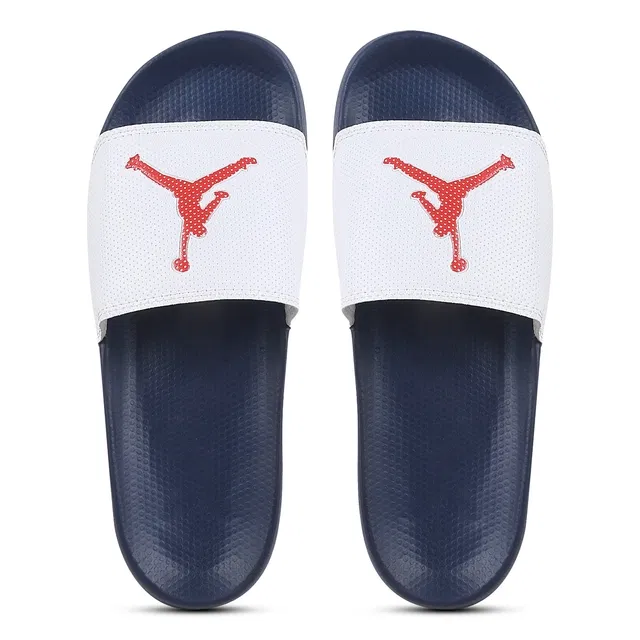 Slider for Men (White & Navy Blue, 6)