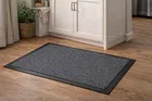 Stripe Charcoal Grey Non-Slip Rubber Backing Felt Doormat [40x60]