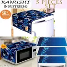 KANUSHI Industries® 1 Pc Fridge Covers / Refrigerator Cover + 1 Pc Microwave/Oven Cover Top + 3 Fridge Mats 