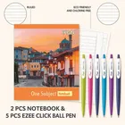 VPS A4 Spiral Ruled Notebook 200 Pages with 5 Pcs Ezee Click 0.7 to 1 mm Ball Pen 