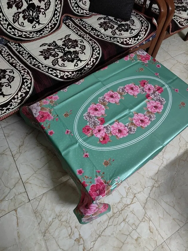 PVC Printed 4 Seaters Table Cover (Multicolor, 40x60 inches)