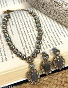 Handicraft Premium Quality Kundan Jewellery Set for Women, Grey
