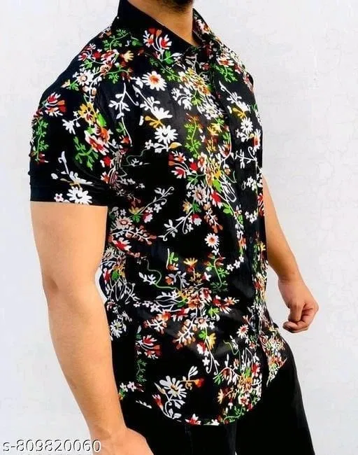 Casual Shirts for Men (Black, S)