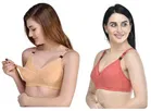 Cotton Blend Solid Non Padded Feeding Bras for Women 