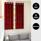Velvet Emboss Red Window Blackout Curtain 5ft Pack of 1