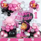 Masha & Bear Theme 1st Happy Birthday Decoration,Multicolour,Set Of 1