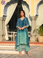Silk Bandhani Kurti with Pant & Dupatta for Women 
