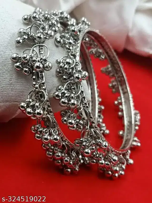 Trendy Bangles for Women (Silver, 2.1)