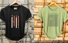 Polyester Round Neck T-Shirt for Men (Multicolor, L) (Pack of 2)