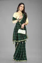 Trendy Vichitra Silk Saree with Blouse Piece For Women 