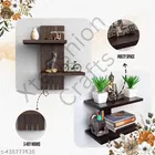 Wooden Double Layer Wall Shelves For Home, Brown