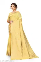 Linen Zari Woven Saree for Women 
