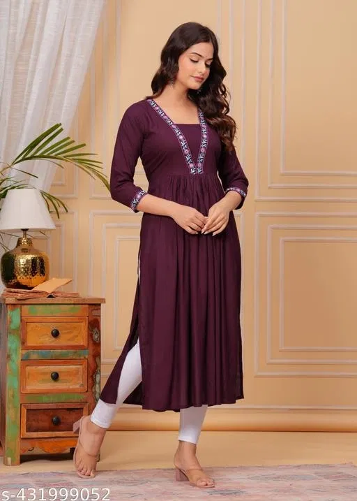 Rayon Kurti for Women, Brown (5XL)