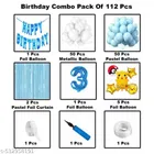 Pokemon Pikachu Theme 3rd Happy Birthday Decoration Items For Girls, Multicolor, Pack of 112