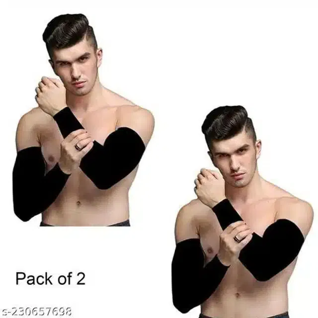 Arm Sleeves for Men & Women (Black, Set of 2)