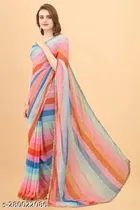 Georgette Striped Saree for Women 