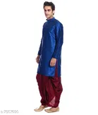 Silk Solid Kurta with Dhoti for Men 
