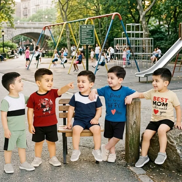 Cotton Blend Top & Bottom Set for Boys (Multicolor, 1-2 YR)