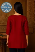 Cotton Embroidered Short Kurti for Women 