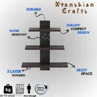 Wooden Triple Layer Wall Shelves For Home, Black