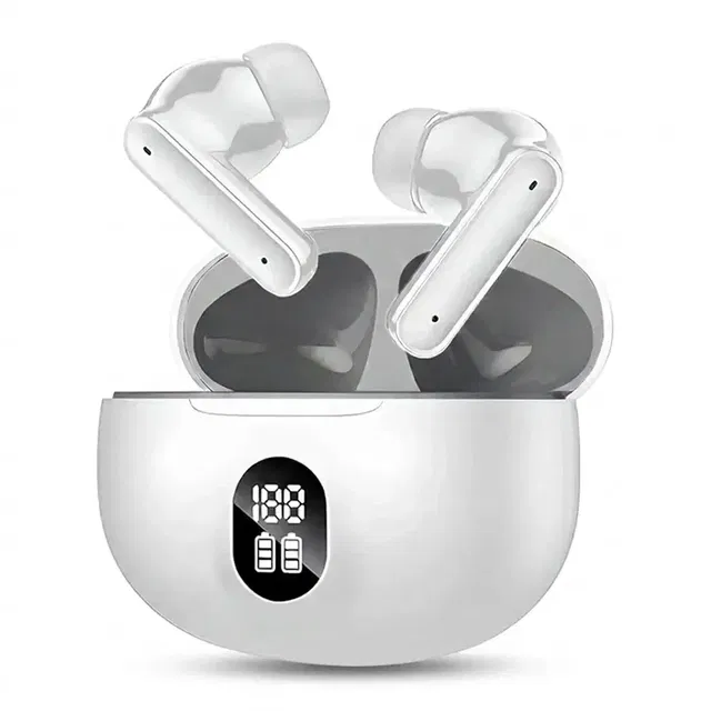 PODS TWS Earbuds with Battery Display (White/Grey)