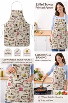 Effiel Tower Printed Cooking Aprons with Pocket  & Adjustable Neck Strap Oil & Stain Resistant