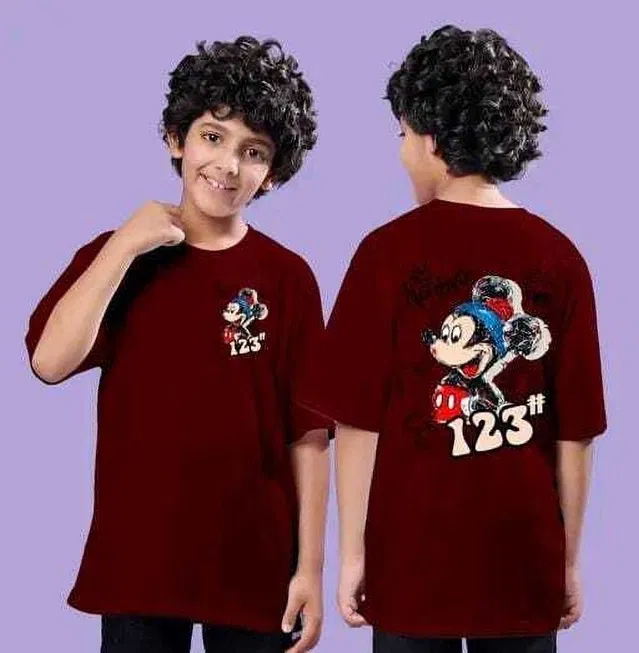 Cotton Blend Printed T-shirt for Boys, Maroon (14-15 Years)