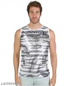 Combed Cotton Gym Vest for Men (White & Black, S)