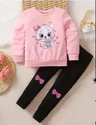 Hosiery Cotton Printed Clothing Set for Boys, Pink & Black 